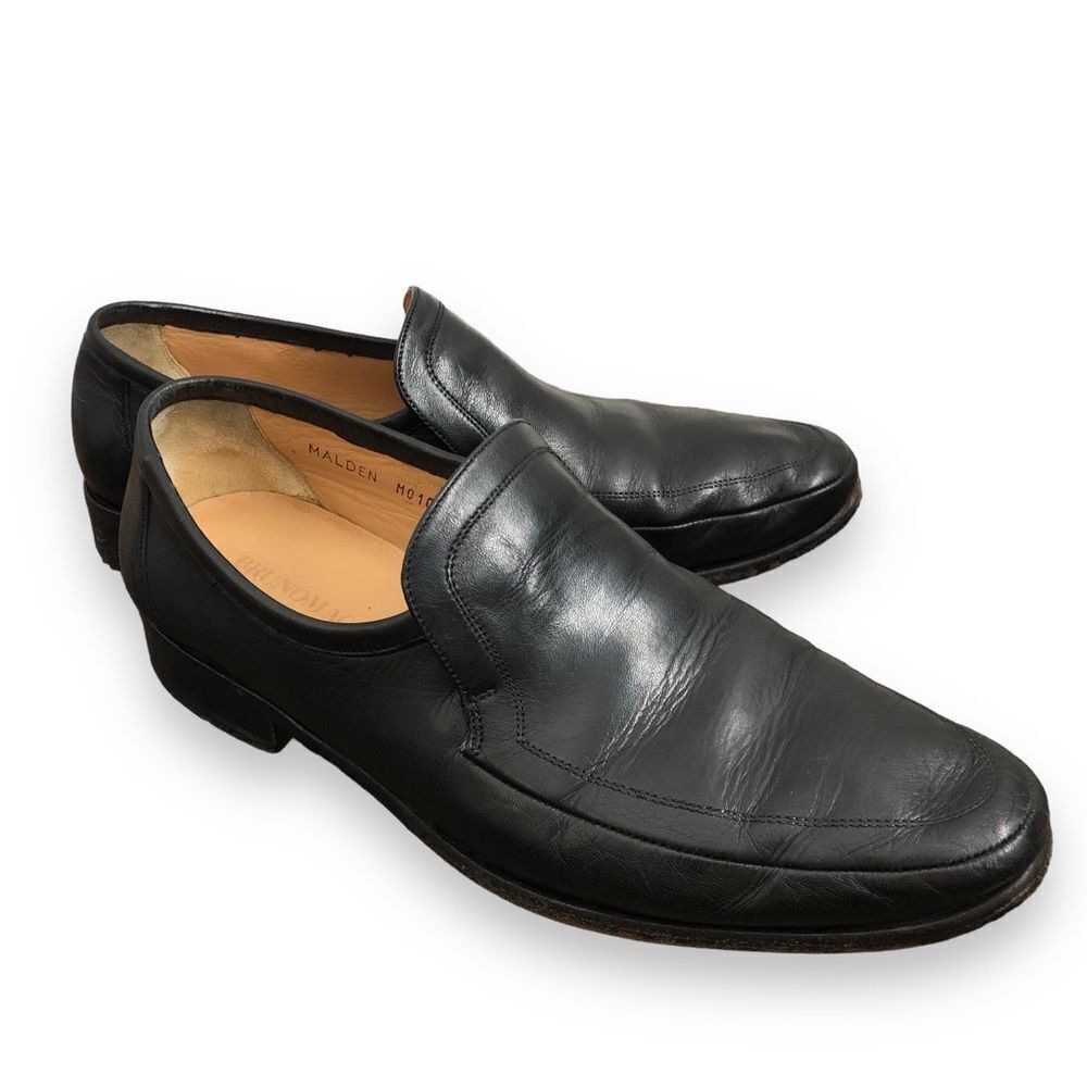 Bruno Magli Malden Size 7M Loafer Handmade Black Dress Shoe Italian